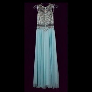 Light Blue Floor Length Formal Dress